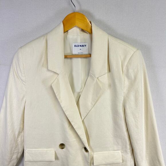 Old Navy Classic Cream White Womans Linen Blend  Blazer Jacket Size XS Career - Picture 3 of 10